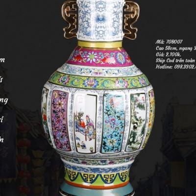 Bình họa tiết Sơn Thủy Bốn Mùa